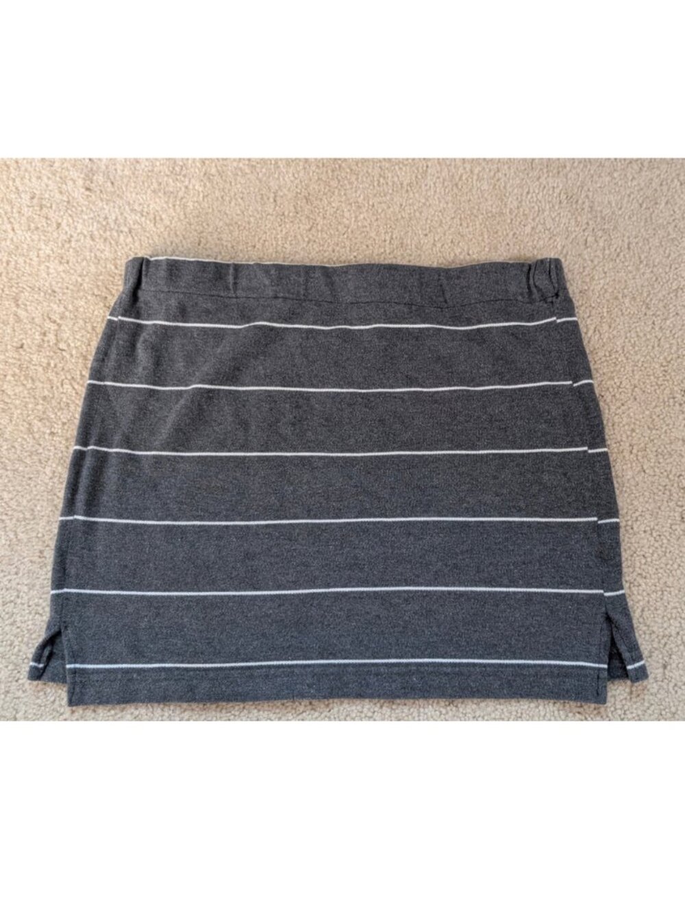 Handmade Gray Striped Knit Mini Skirt - Small